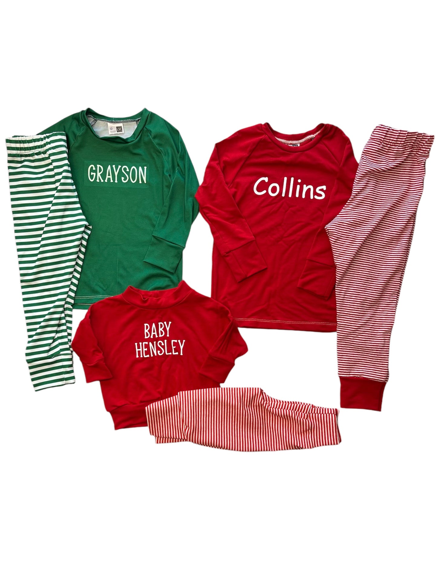 Pajama Set - Raglan top long sleeve and pj bottoms with name on the top!