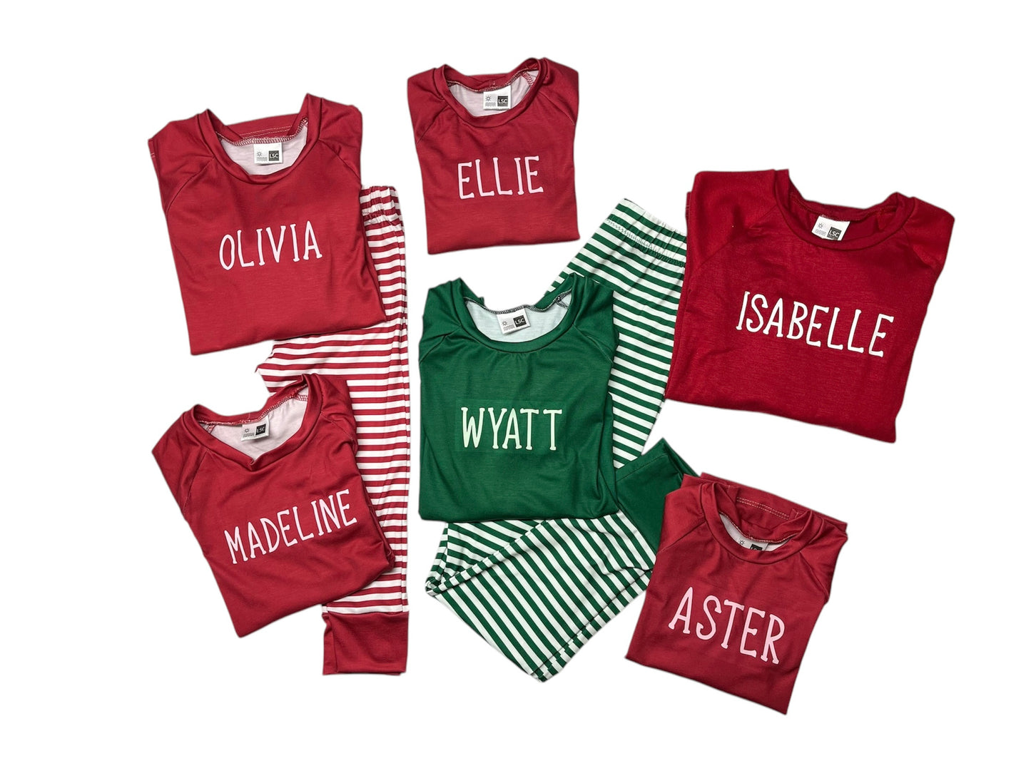 Pajama Set - Raglan top long sleeve and pj bottoms with name on the top!