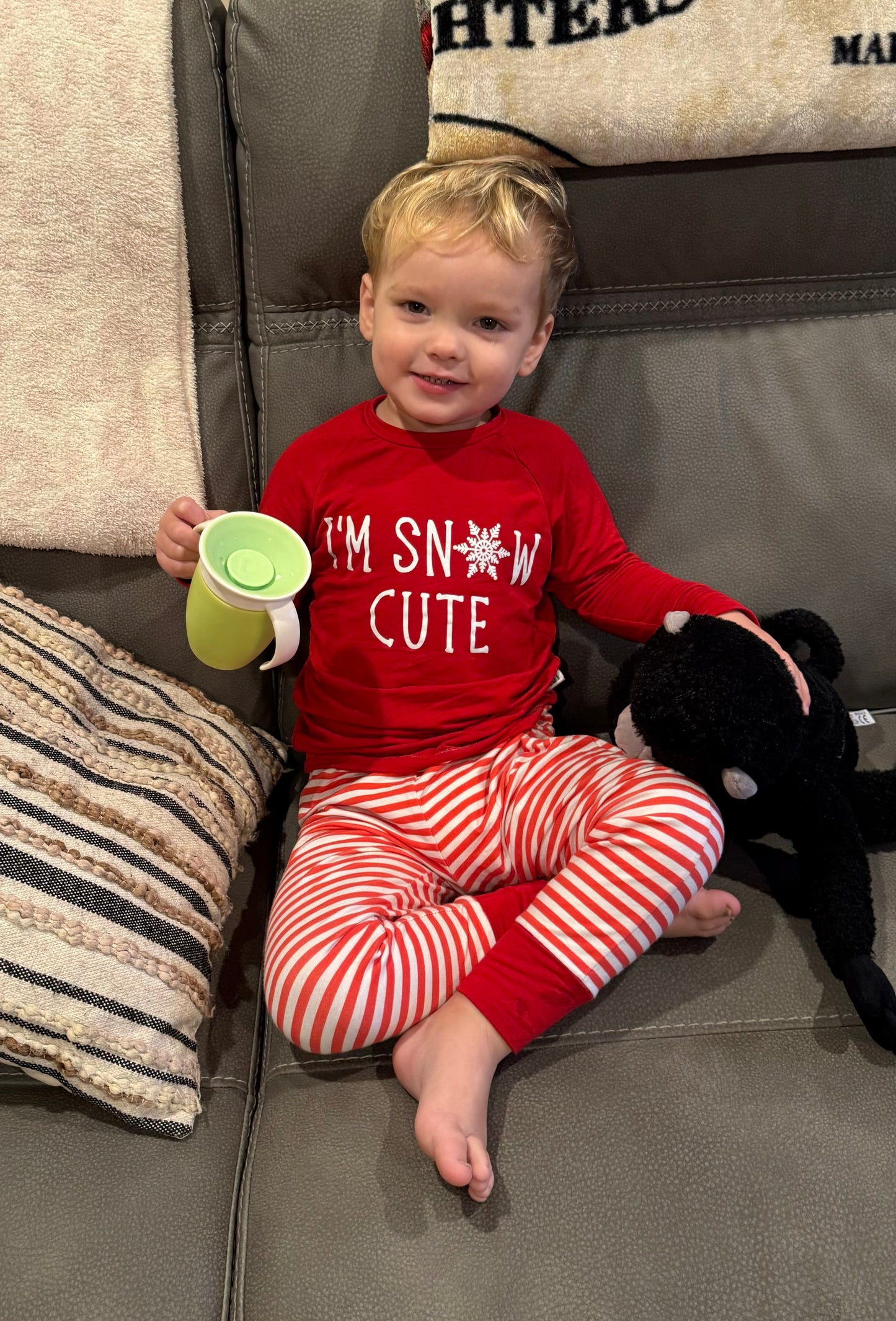 Pajama Set - Raglan top long sleeve and pj bottoms with name on the top!