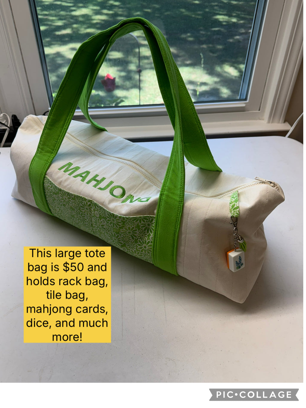 Mahjong Large Bag-  Embroidered