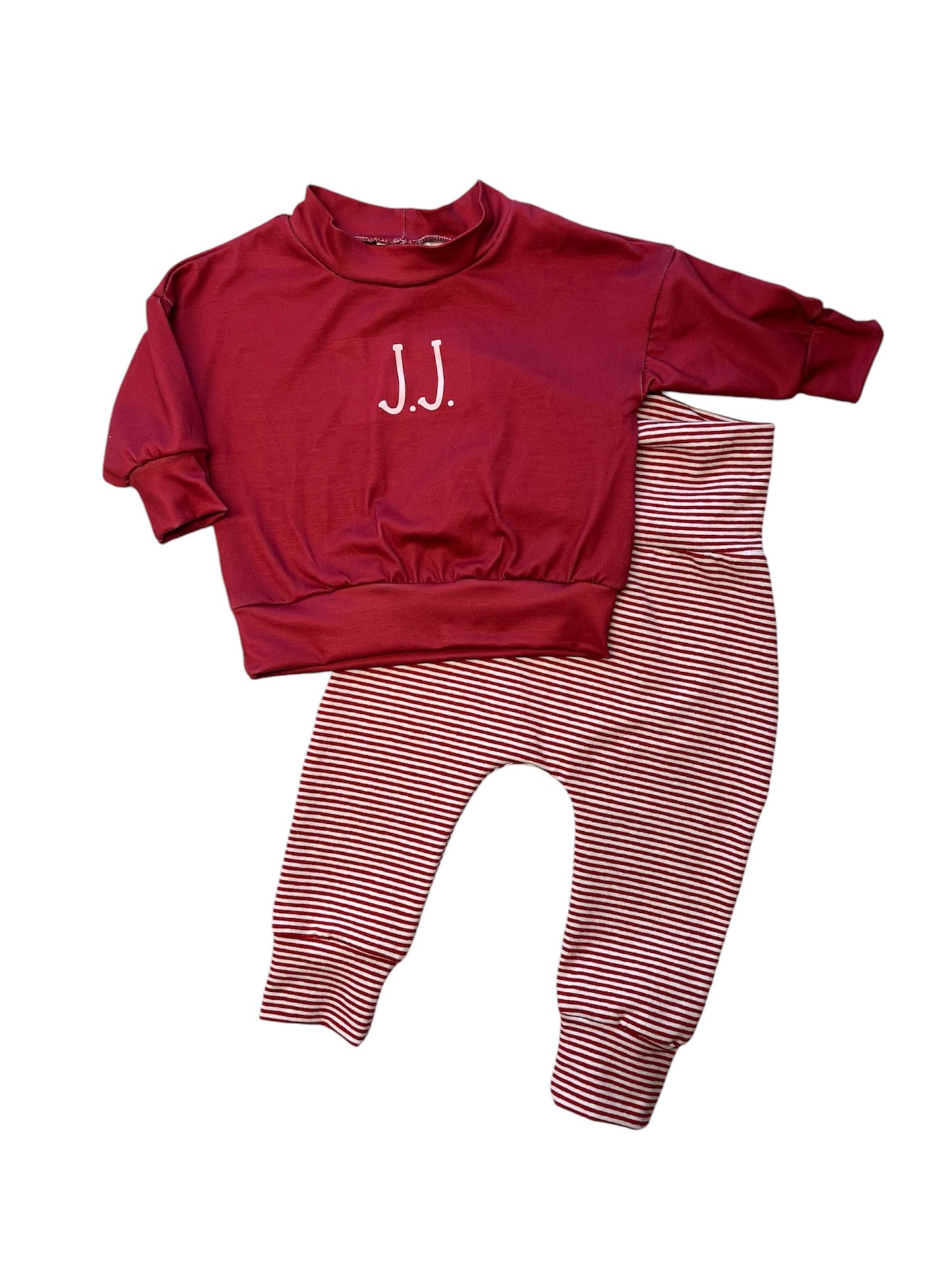 Pajama Set - Raglan top long sleeve and pj bottoms with name on the top!