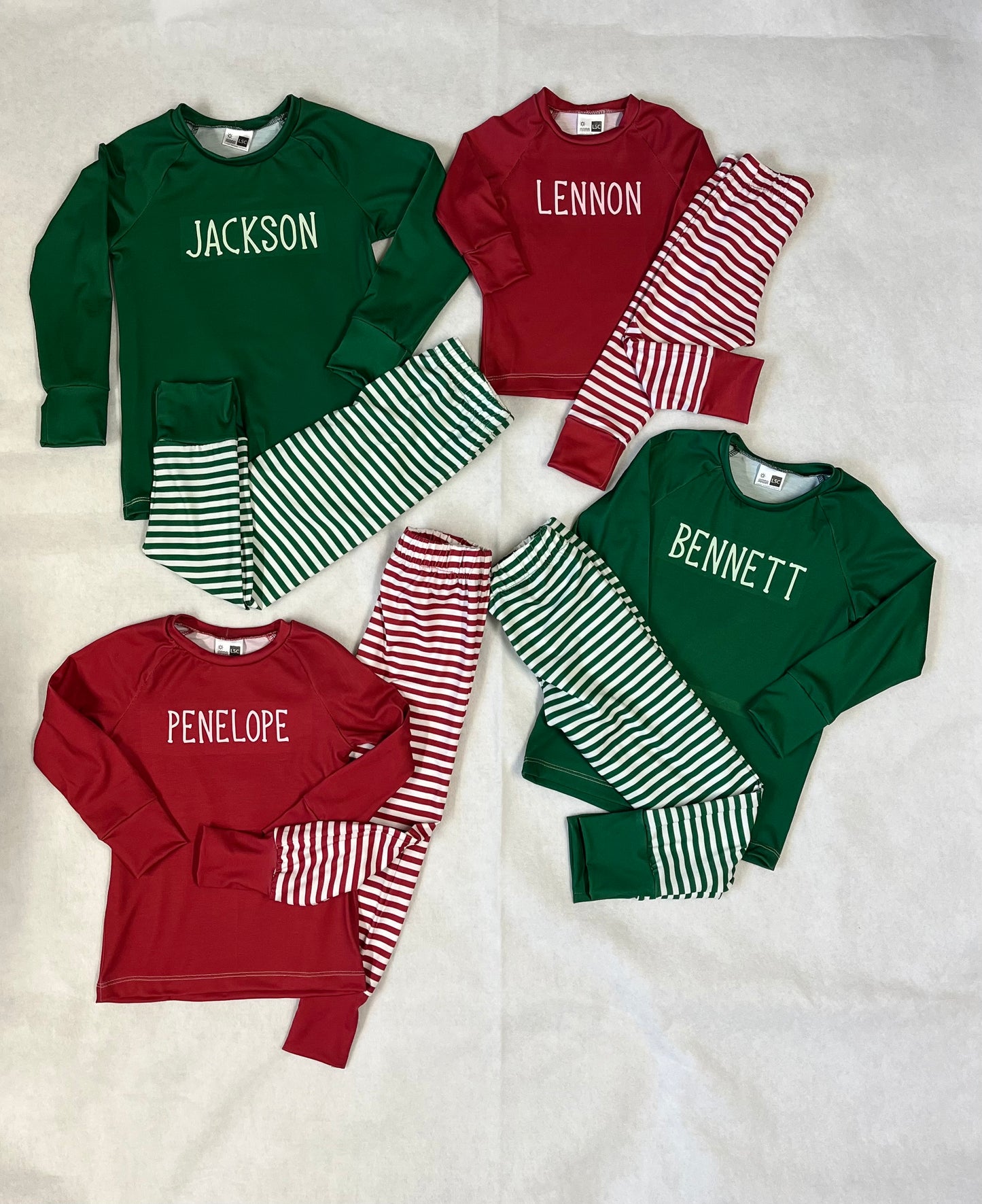 Pajama Set - Raglan top long sleeve and pj bottoms with name on the top!