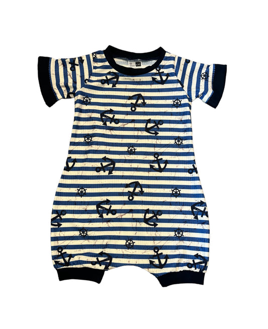 Blue/Navy/Cream Anchor/Striped Ribbed Knit