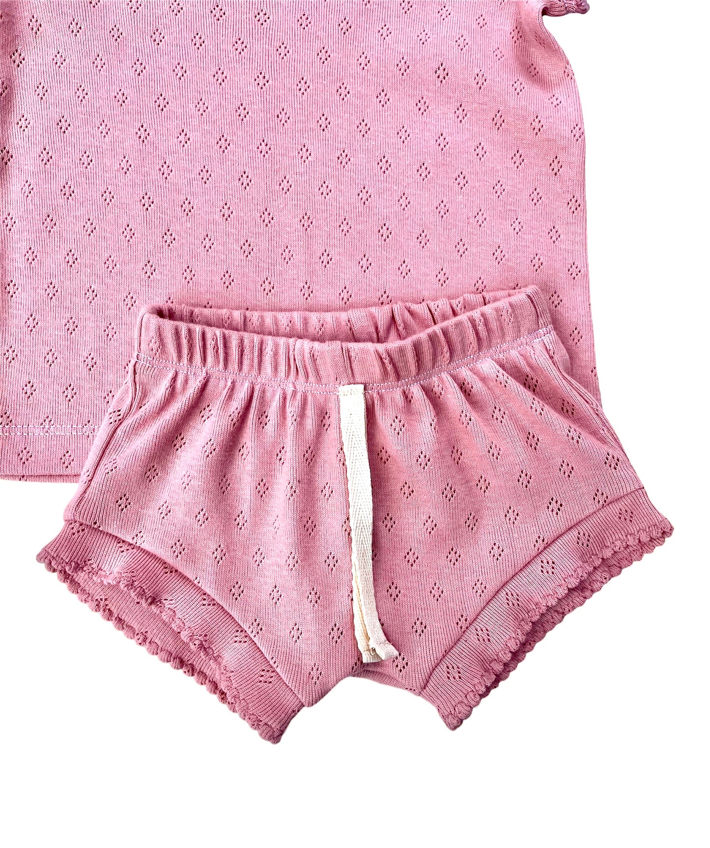 Pointelle Rib Knit Rose Color