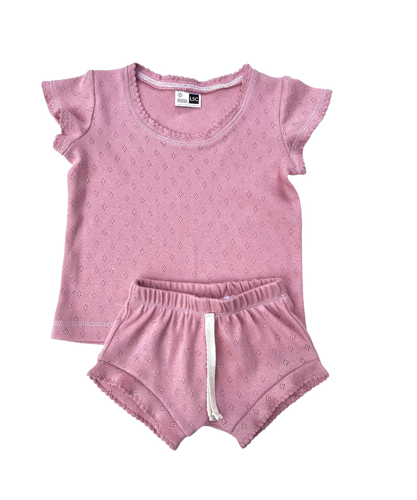 Pointelle Rib Knit Rose Color