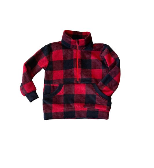 Half Zip Sweater - Red Buffalo Plaid Fleece