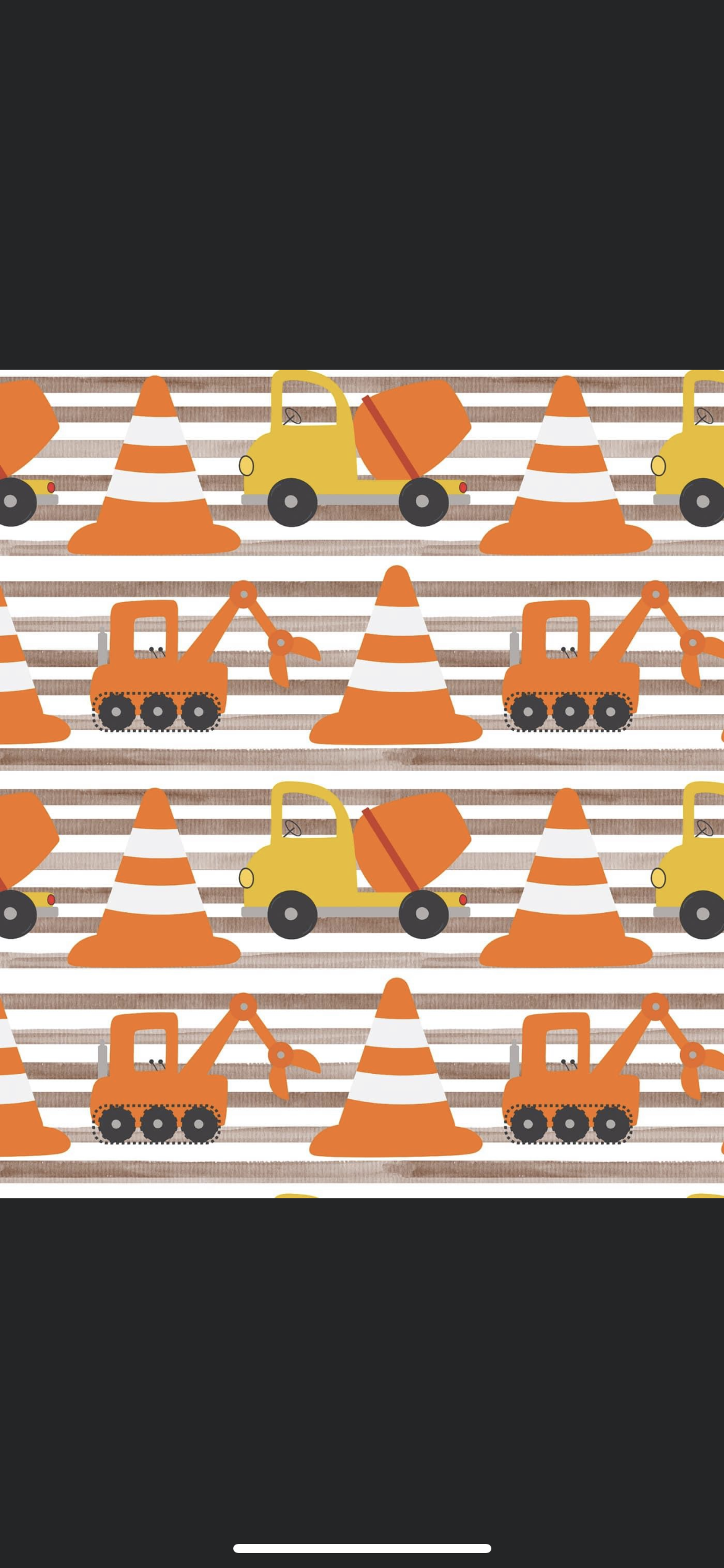 Dump trucks, cones Orange, yellow, black, white