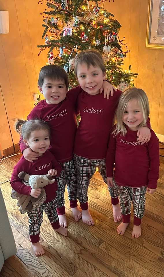 Pajama Set - Raglan top long sleeve and PJ bottoms with name on the top!   (Embroidered)