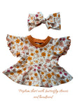 Shirt - Peplum top with butterfly sleeves